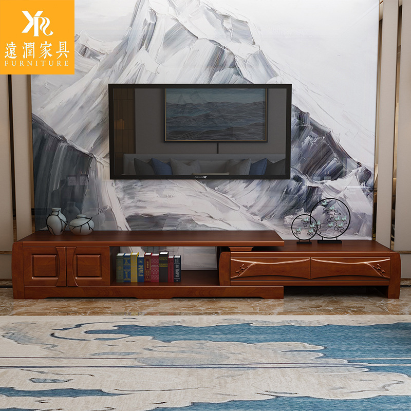 Far run furniture Modern minimalist solid wood Carved TV cabinet Scalable a living room Entertainment Units 2.6 Meter long cabinet