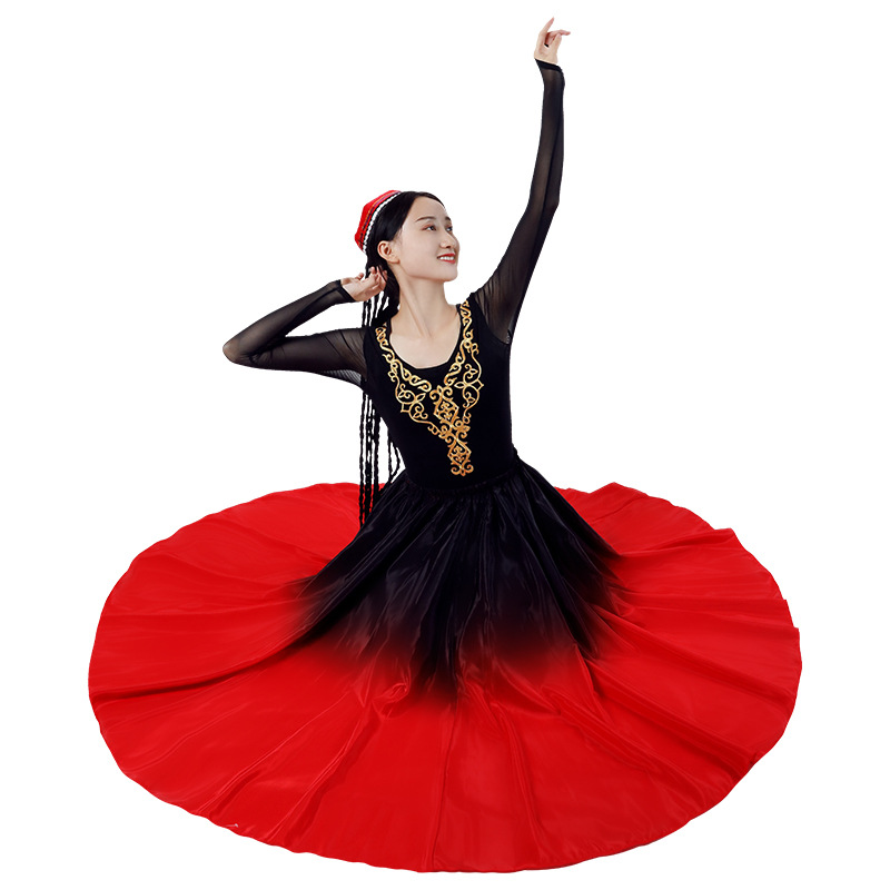 Xinjiang práctica de la danza falda Yi uygur práctica de la danza falda Xizanga rendimiento ropa falda adulto grande swing falda femenina image 5