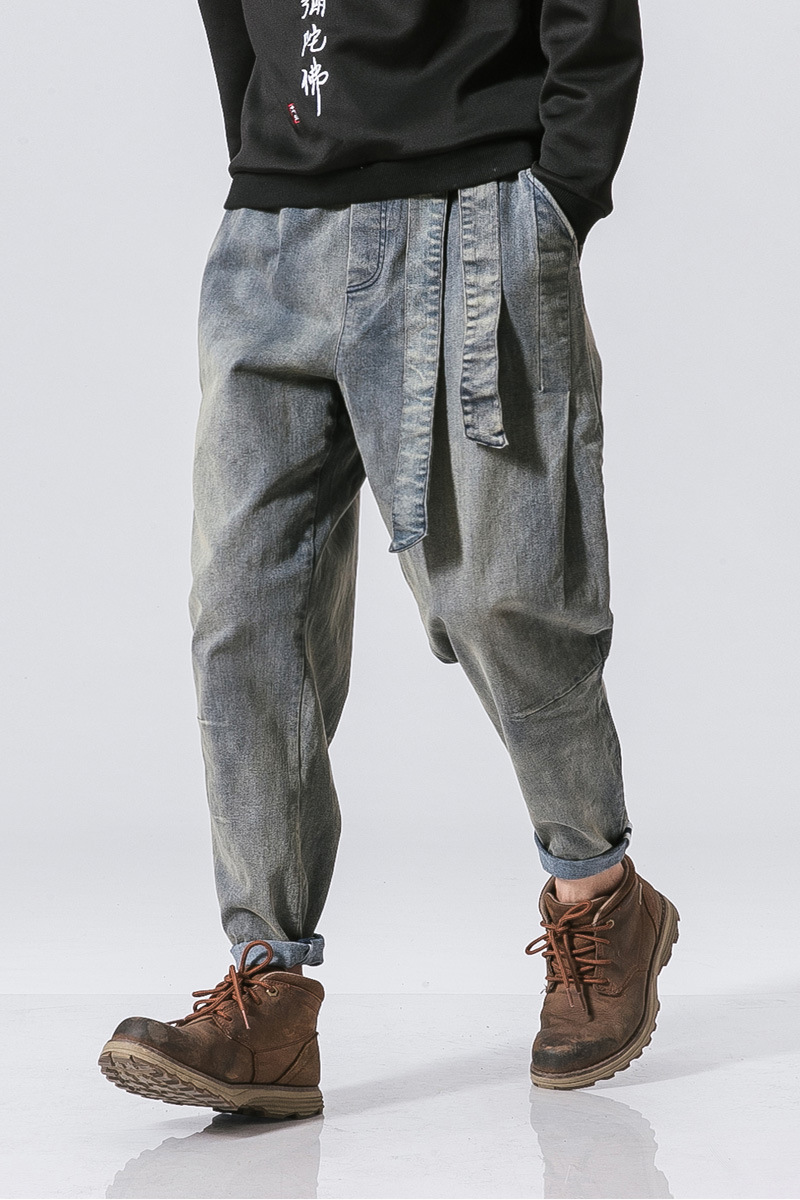 Transfronterizo 2018 Otoño e Invierno Nueva moda retro pantalones de mezclilla sueltos de los hombres pantalones vaqueros de los hombres de talla grande