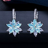 Universal fresh earrings, multicoloured zirconium, Korean style, simple and elegant design, flowered