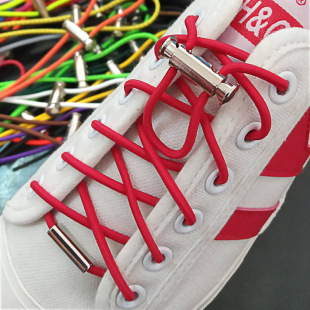 Creative Lazy Shoelaces Black and White Elastic Elastic Round Adult Child Safety Elastic Tie-Free Metal Lazy Shoelaces