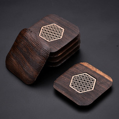 Wholesale Tea Cup Saucer Tea Ceremony Creative Tea Tray Creative Window Paper Cut Black Wood Heat Insulating Home Use Tea Plate Gongfu Tea Cup Saucer