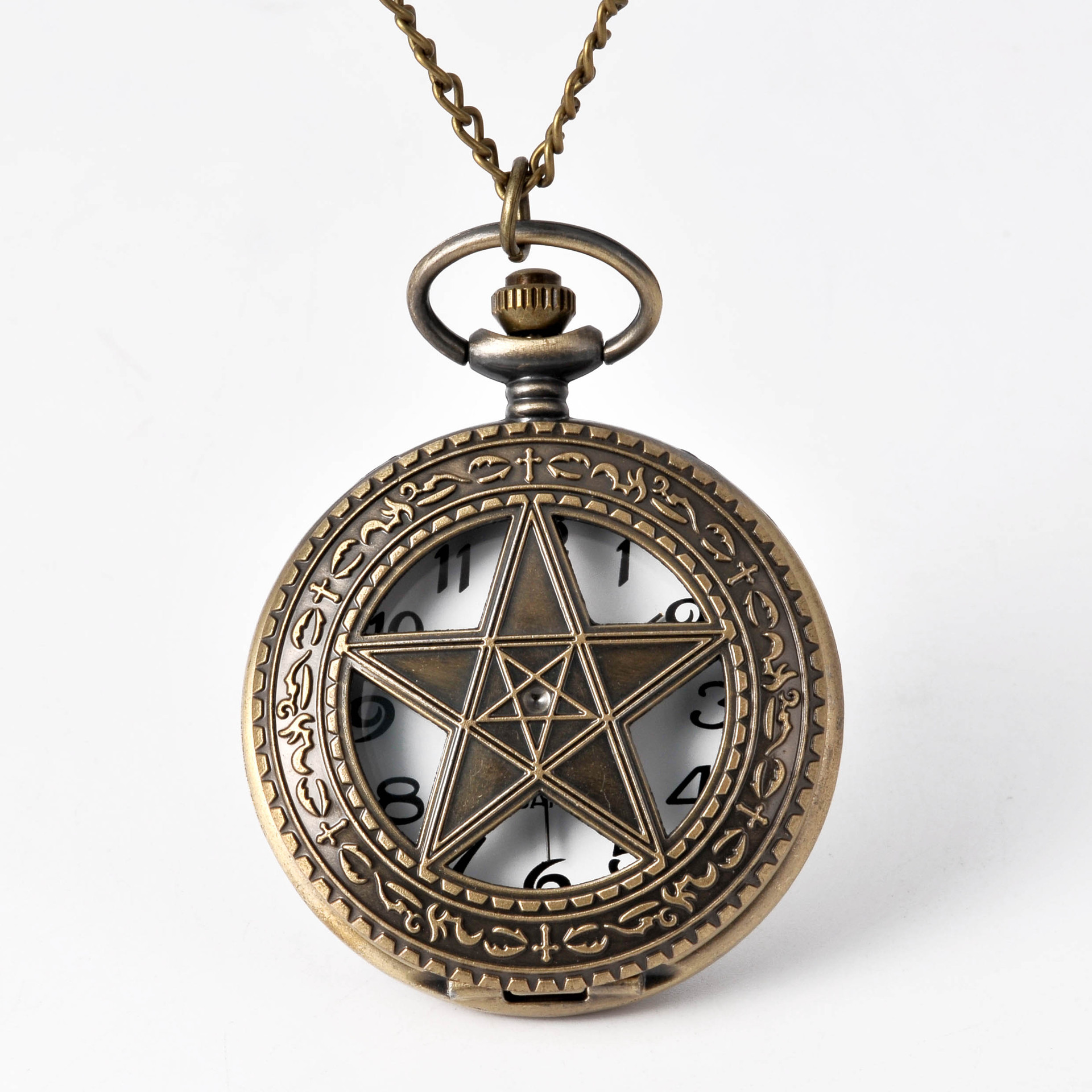 Large pocket watch with empty five-pointed star bronze sweater chain pocket watch manufacturers wholesale 8815