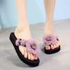 Fashionable flip flops, slippers, non-slip beach footwear platform, 2018, flowered