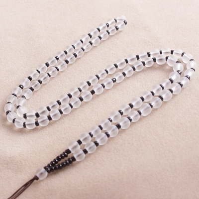 批發編織磨砂串珠鏈子DIY翡翠瑪瑙玉石吊墜項鏈繩黑玻璃珠子挂繩