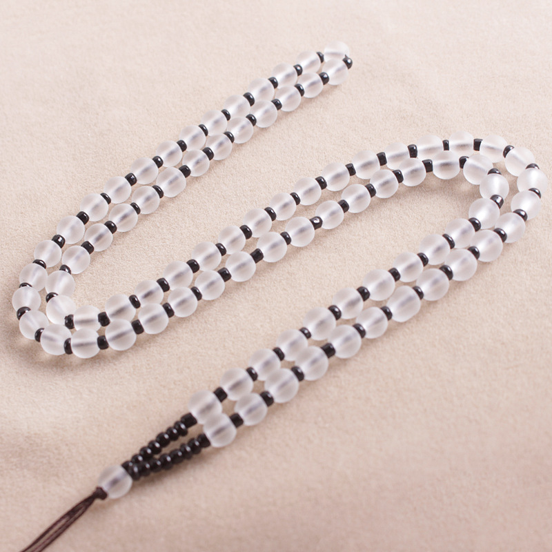 批發編織磨砂串珠鏈子DIY翡翠瑪瑙玉石吊墜項鏈繩黑玻璃珠子挂繩