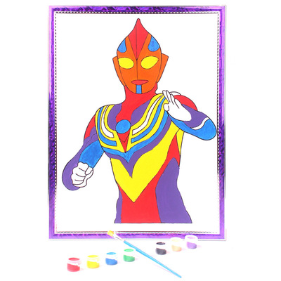 30*40cm丙烯颜料涂鸦画创意diy手工填色画早教儿童奥特曼益智玩具