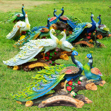 仿真孔雀摆件 动物玻璃钢工艺品 园艺装饰景观设计婚庆摆设酒店摆