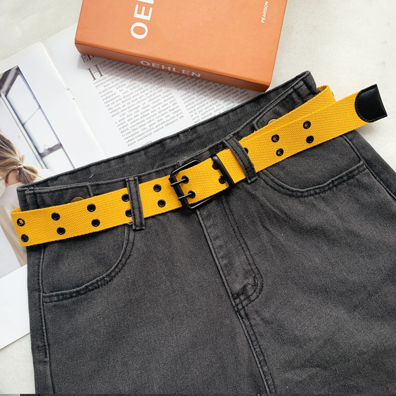 New Fashion Canvas Double Row Hole Belt display picture 16