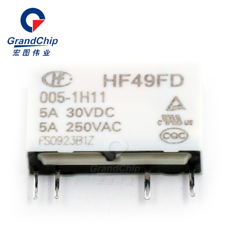 HF49FD-005-1H11 5V一组常开直插4脚5V-12V功率继电器 原装现货