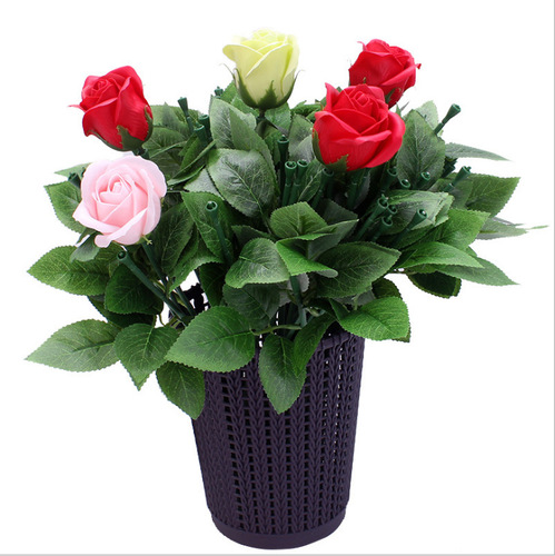 Chinese Valentine's Day Rose Flower Pole Sunflower Universal Green Leaf Flower Pole Manufacturer Wholesale Simulation Flower Soap Flower Pole