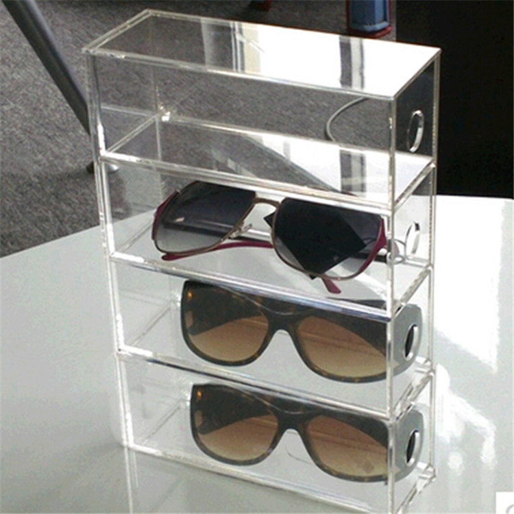 亚克力眼镜盒 4层眼镜盒 有机玻璃眼镜抽拉收纳盒