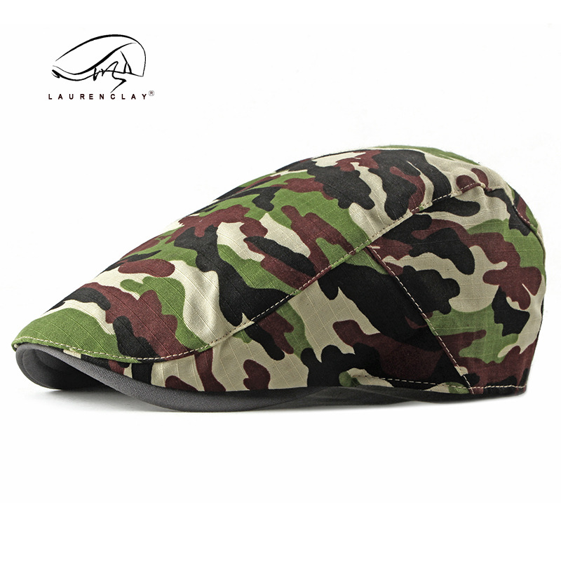 Primavera, verano y otoño al aire libre sombrero de los hombres camuflaje militar sombrero moda estilo coreano de las mujeres de la tapa boina adelante sombrero moda