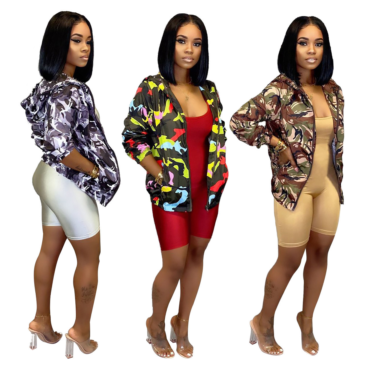 Q367 欧美女装跨境专供一件代发 印花休闲外套 亚马逊爆款