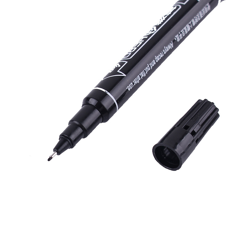 1 pequeño marcador rojo negro aceitoso de doble cabeza marca de pintura el grosor de la línea de gancho no se desvanece de secado rápido borde de gancho impermeable