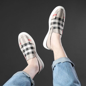 夏季帆布鞋男士韩版潮流休闲鞋一脚蹬男鞋百搭板鞋厂家一件代发