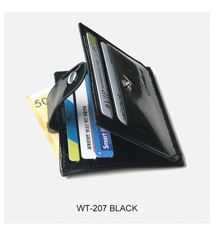 22g Weight Buckle Closure Type Pu Leather Material Solid Color Pattern Unisex Gender Black Color Thin Section Pu Laser Card Package Ladies Card Holder Fashion Coin Purse Business Card Holder Card Holder Bright Leather Card Holder Wholesale Nihaojewelry 7