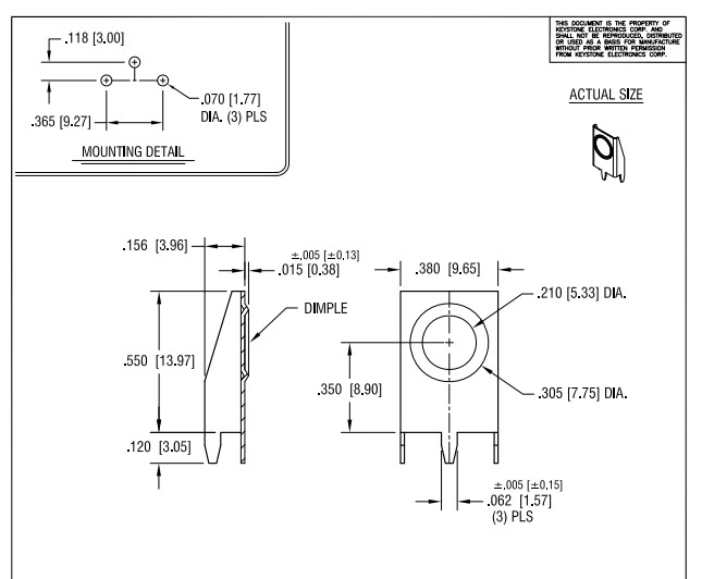KEYSTONE ELECTRONICS 595 ортопедическая батарейка CR2 AA