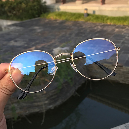 Korean version of trendy and fresh glasses for women, small frame, literary students, myopia glasses frame, oval cute flat glasses frame for men