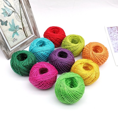 Factory supply colored jute rope 50 grams 25 colors photo wall decoration 3 strands 2mm Christmas jute rope tag rope 