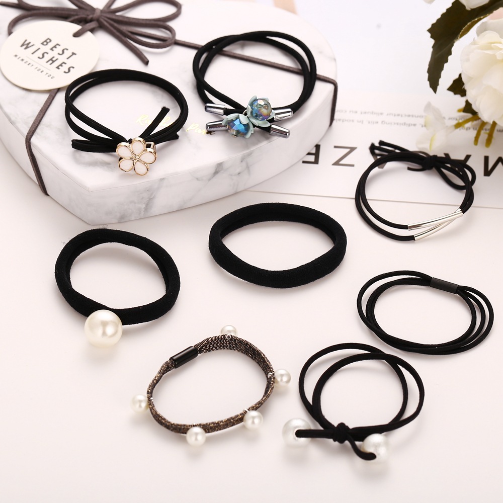 Hair Rope Hair Accessories Tie Hair Ponytail Rubber Band Sweet Head Rope Hair Ring 8 Piece Suit display picture 5