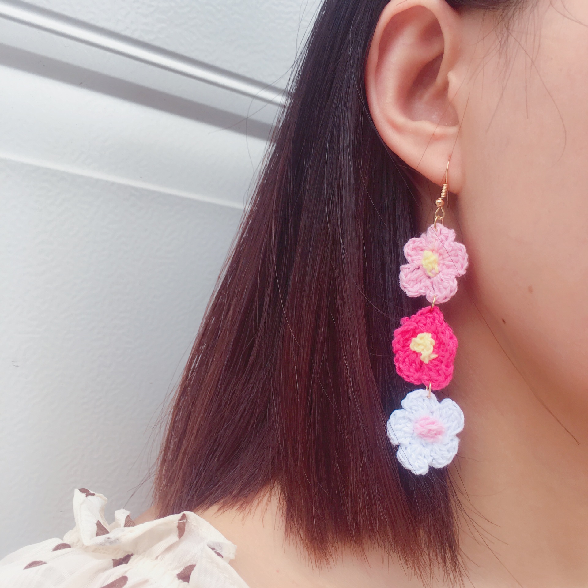 1 Pair Simple Style Flower Yarn Handmade Handmade Women's Drop Earrings display picture 11