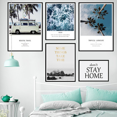 Wall stickers scenery natural literature fresh wall wallpaper decorative painting self-adhesive living room bedroom bedside background bedroom throbbing