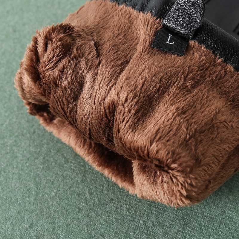 真皮手套男士秋冬季保暖骑行开车摩托车薄款加绒大码羊皮触摸手套