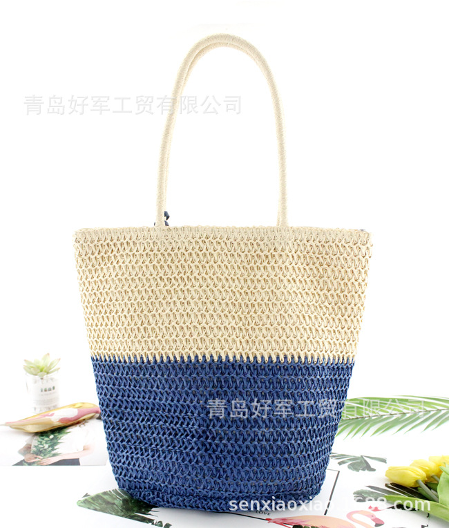 Wholesale Clashing Color Woven Straw Woven Two-color Bag Handbag Nihaojewelry display picture 10