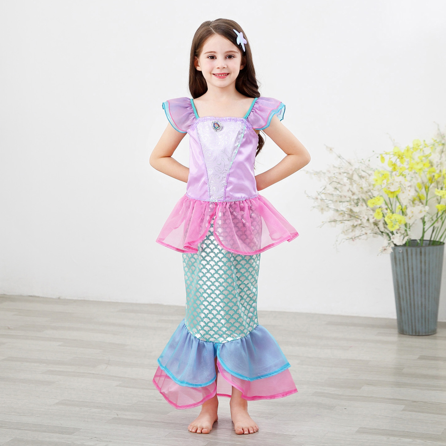 Fashion Mermaid Printing Cotton Blend Girls Dresses display picture 14