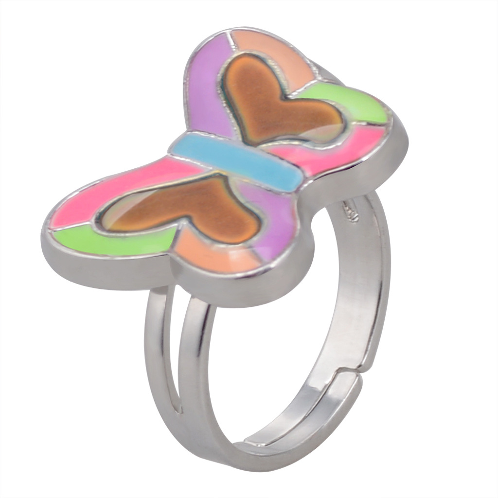 50g Weight Artificial Gemstones Inlay Material Birthday Occasion Alloy Material Heart Pattern Women'S Gender Plating Design Fashion Style Simple Peach Heart Love Butterfly Moon Color Changing Ring 26