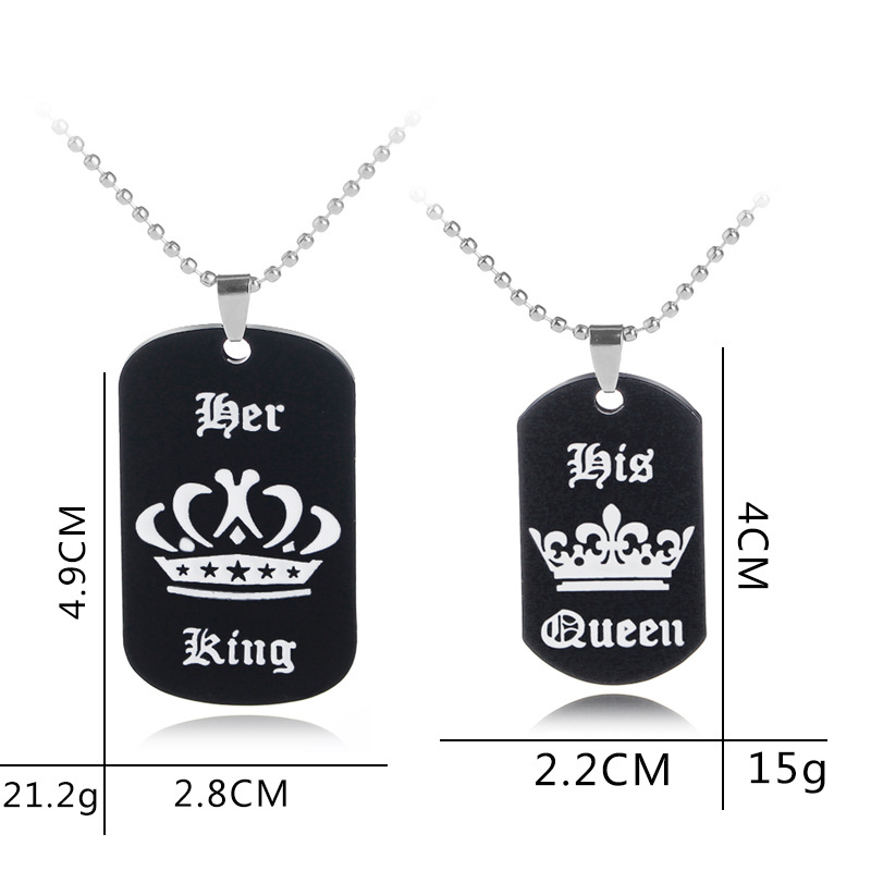 Explosion Necklace Her King His Queen Alphabet Crown Couple Pendant Necklace Accessories Wholesale Nihaojewelry display picture 1