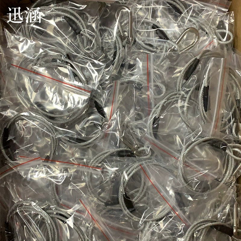 Customized stainless steel wire rope suppress the chocolate buckle steel wire rope 304 bag of glue steel wire ropes with 304 buckle
