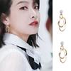 Silver needle, swan, fashionable metal earrings from pearl, silver 925 sample