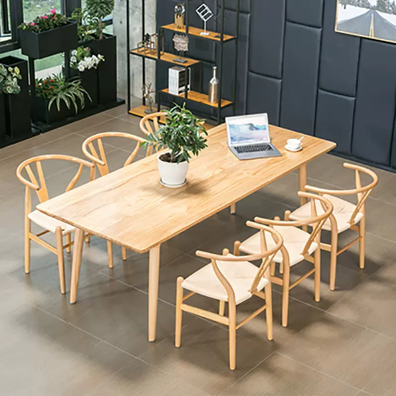 北欧实木办公桌  现代简约洽谈桌椅组合会议办公两用长桌子工作台