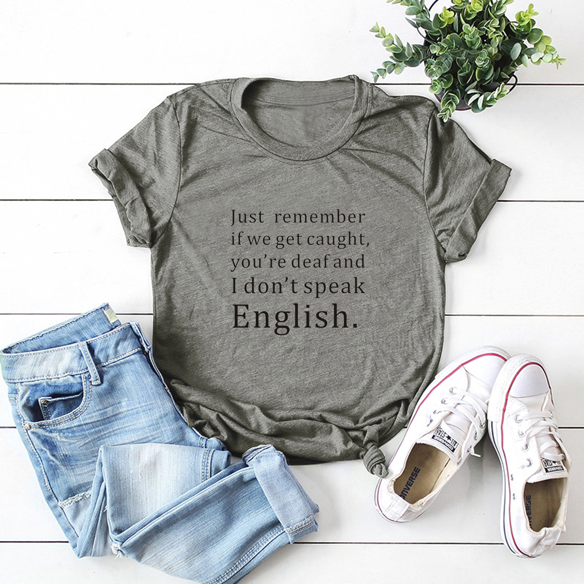 creative letters printed round neck T-shirt  NSSN41911