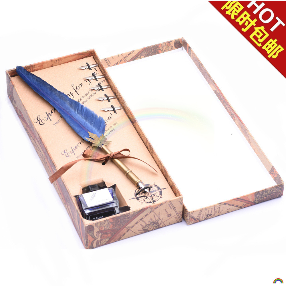 羽毛 鋼筆 墨水 筆 套裝古典書寫禮品 創意新品 包郵個性細粗筆尖