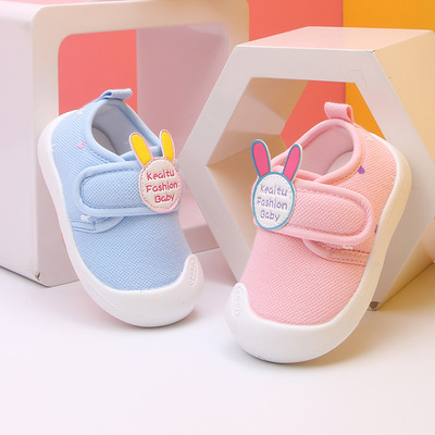 2019春款婴儿学步鞋棉布透气橡胶底冷粘包头男宝宝鞋女厂价批发|ru