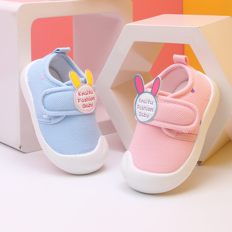 2019春款婴儿学步鞋棉布透气橡胶底冷粘包头男宝宝鞋女厂价批发|ru