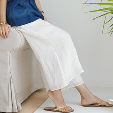 文艺原创棉麻女装2025春夏新款休闲裤轻薄细腻苎麻飘逸阔腿九分裤