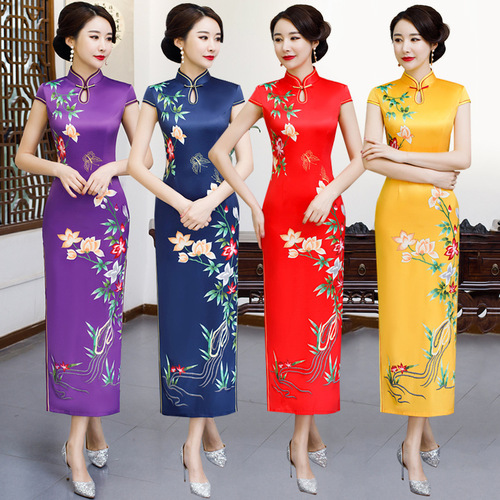 Chinese Dresses Qipao for women robe chinoise cheongsam Long and short sleeve standing collar cheongsam dress retro cheongsam dress party dress