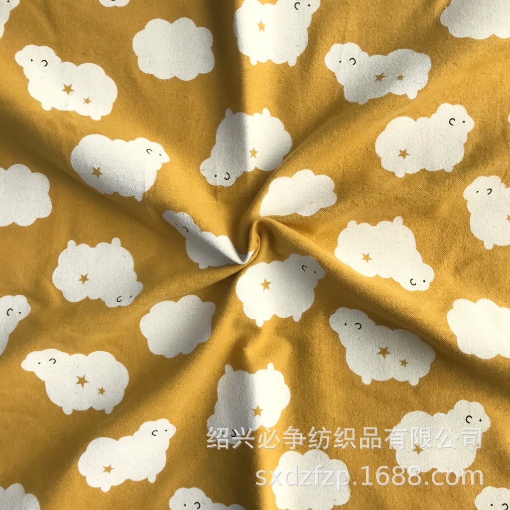 棉质法兰绒涂料印花布 平纹卡通 睡衣玩具鞋子衣服里布 现货批发