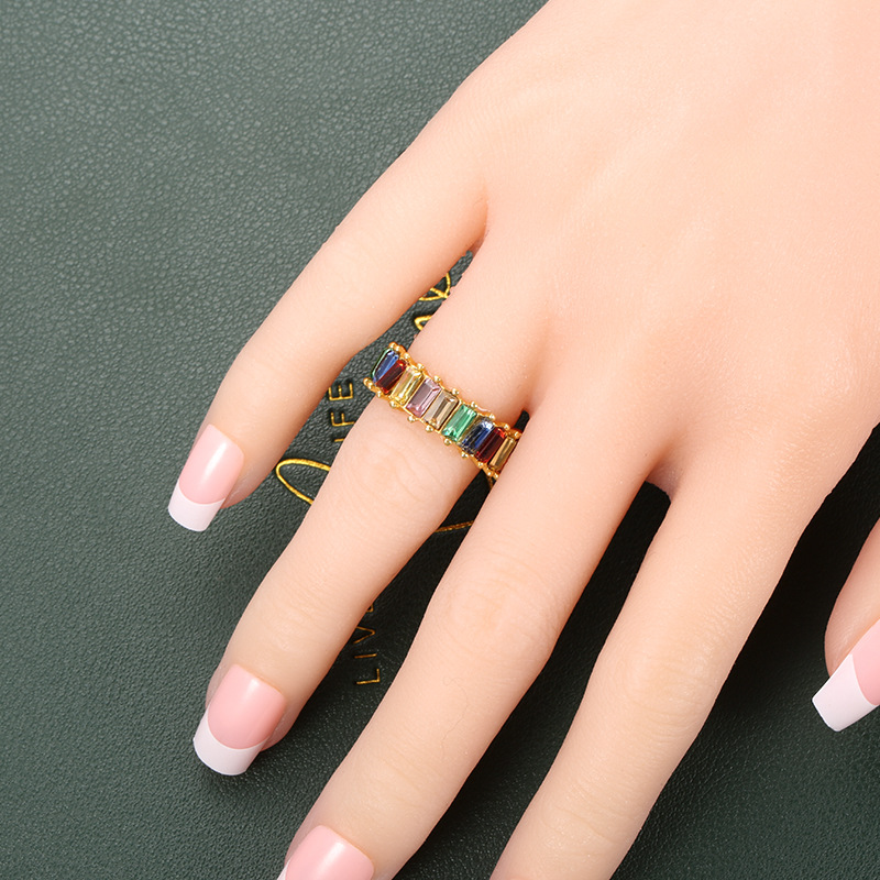 Glass Inlay Material Simple Style Rectangle Glass Alloy Wholesale Rings