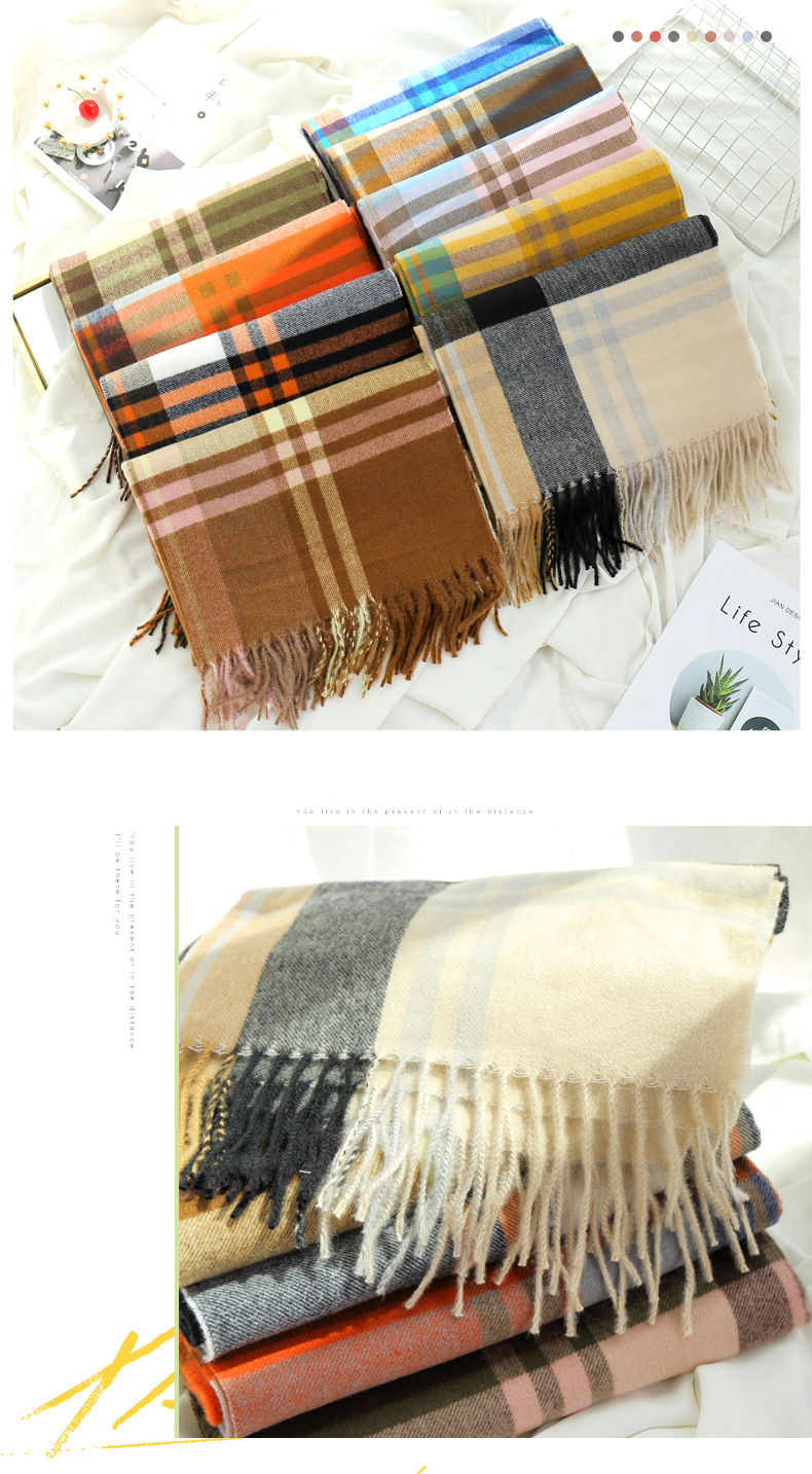 Imitation Cashmere Dual-Use Plaid Scarf NSCM101077