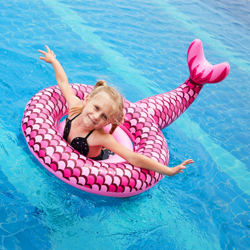 New children's mermaid swimming ring, baby lying down pineapple seat, baby donut lifebuoy