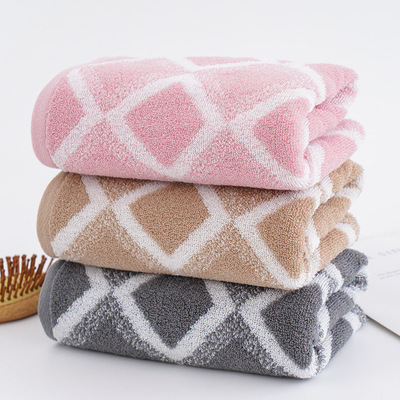棉质毛巾 柔软洗脸面巾家用简约欧式风菱格擦脸巾商超高档礼品巾|ru