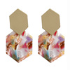 Metal earrings, acrylic pendant, simple and elegant design