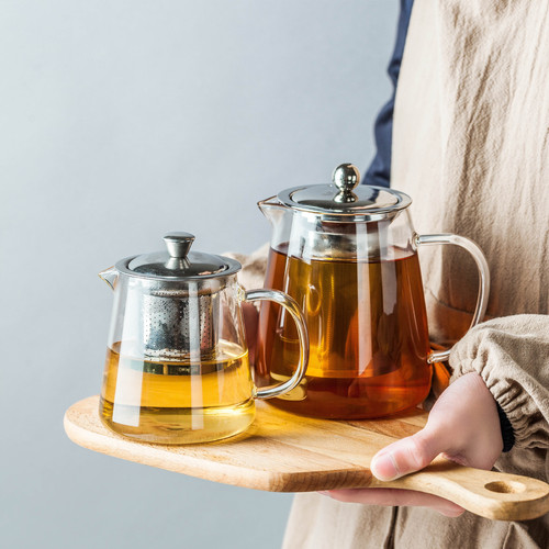 Explosion-proof thickened heat-resistant glass flower tea kettle Kung Fu black tea set stainless steel filter tea cup tea brewer