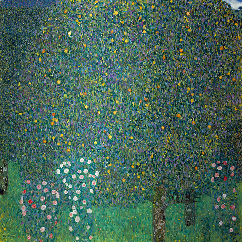 欧式家居餐厅沙发背景墙酒店客房卧室装饰画克里姆特树下的玫瑰丛|ms