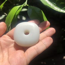处理供应和田玉白玉天圆地方平安扣 玉琮牌子挂件玉坠 礼品带证书